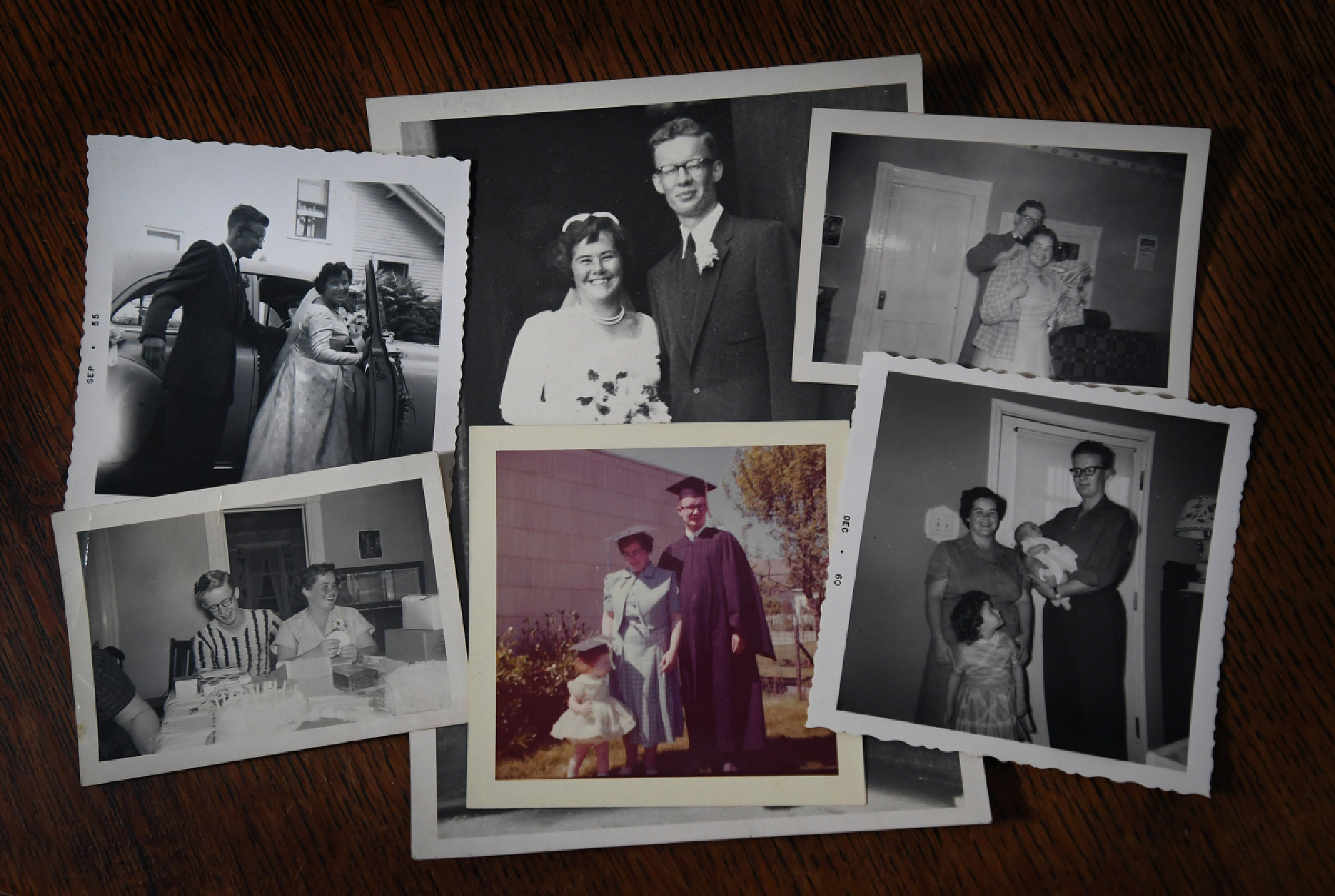 An array of vintage family photos show the Hearns throughout the decades. Washington Post photo by Michael S. Williamson