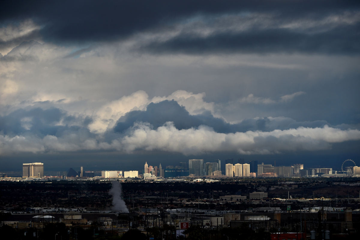 Storm clouds hover over the Las Vegas Strip on Friday. MUST CREDIT: Photo by David Becker for The Washington Post