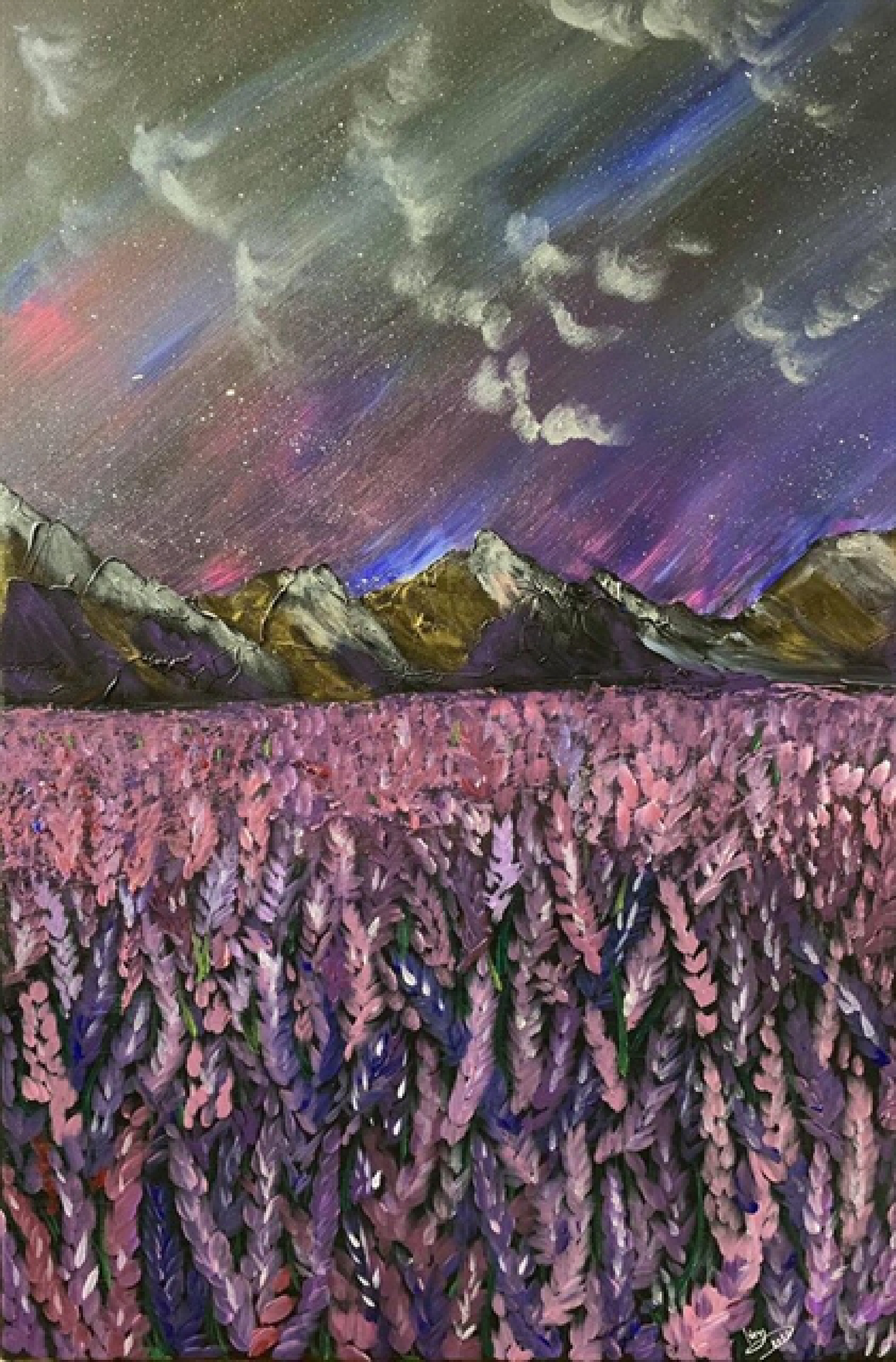 An acrylic painting measuring 40cm by 60cm by Minh Vũ. 