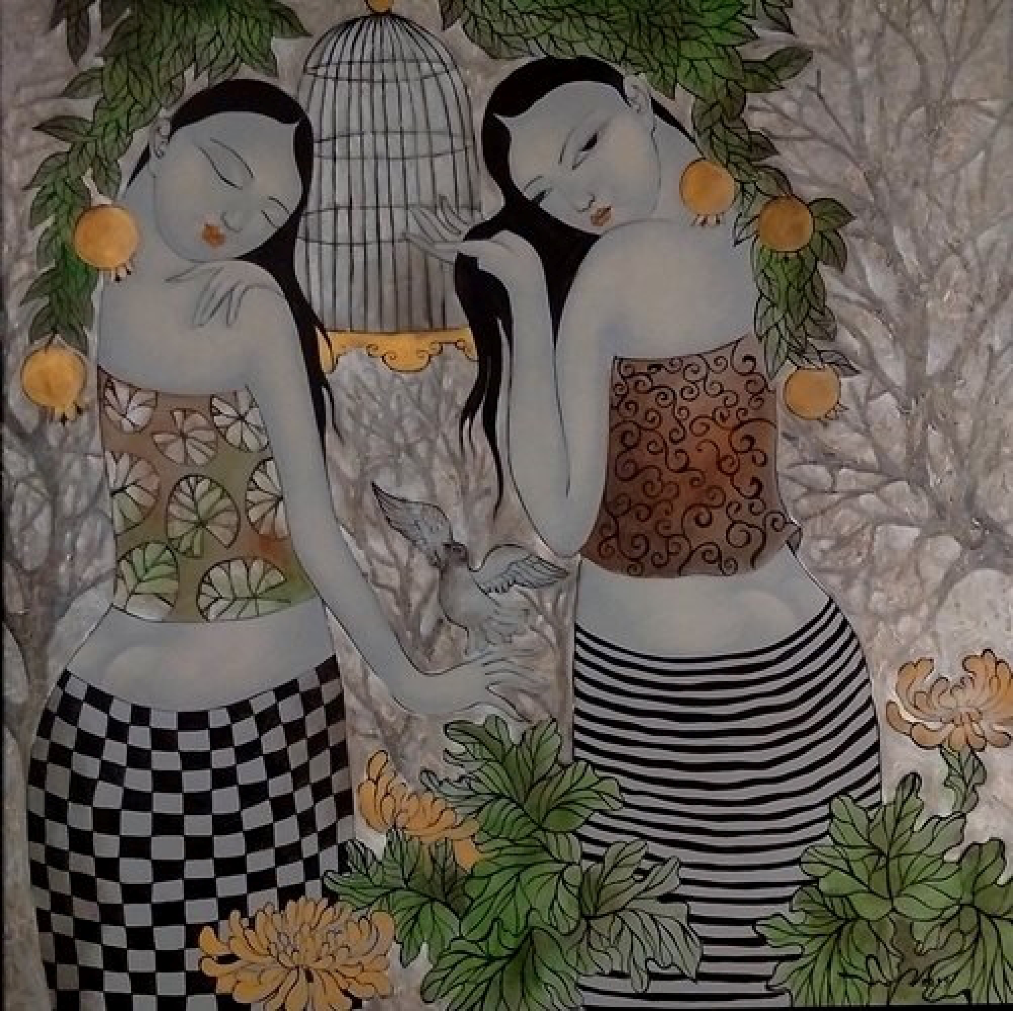 An acrylic painting measuring 80cm by 80cm by Nguyễn Đức Huy. Photos courtesy of Viet Art Exchange