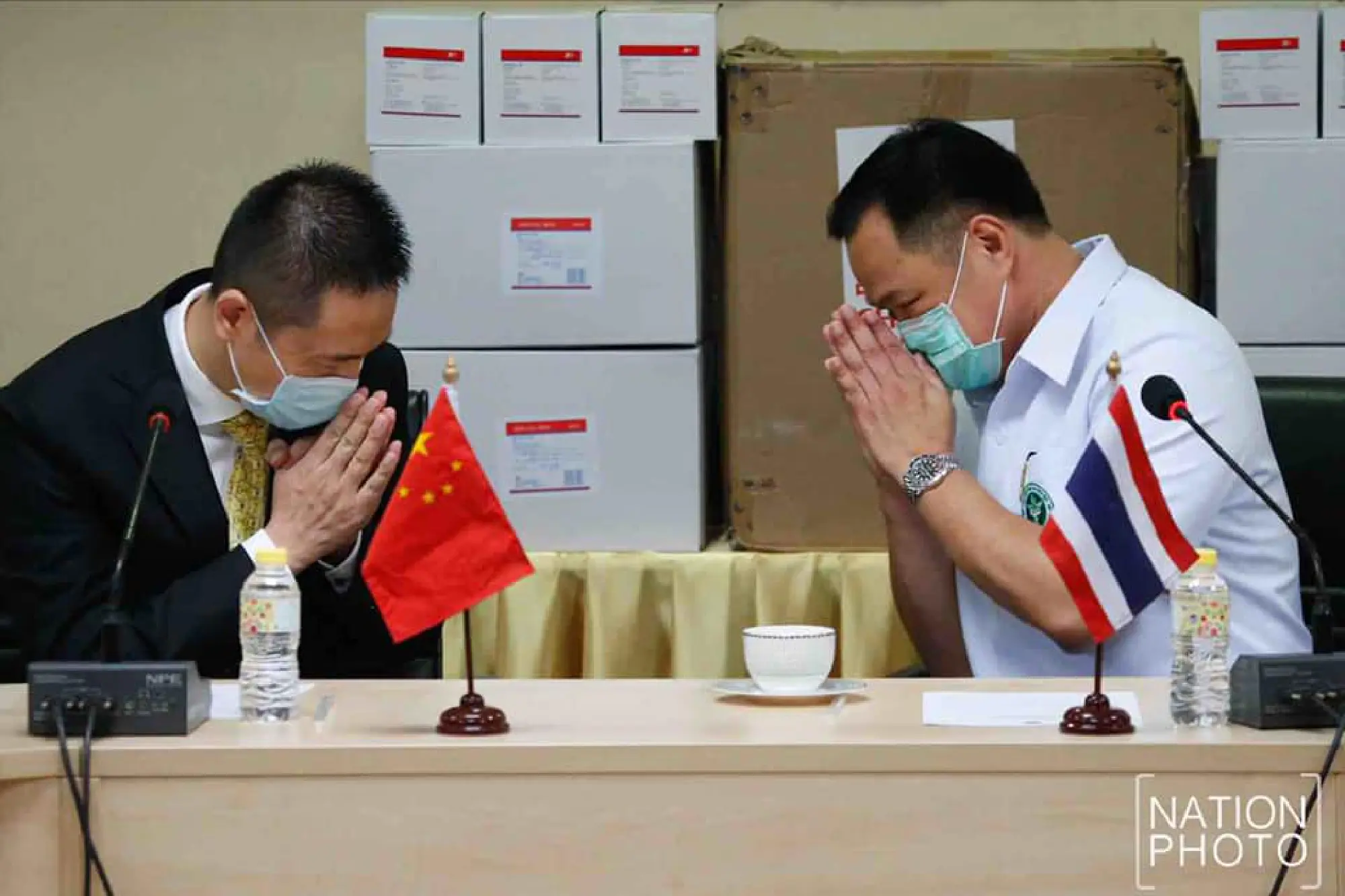 Anutin meets Chinese Embassy charge d’affaires after China sends medical equipment