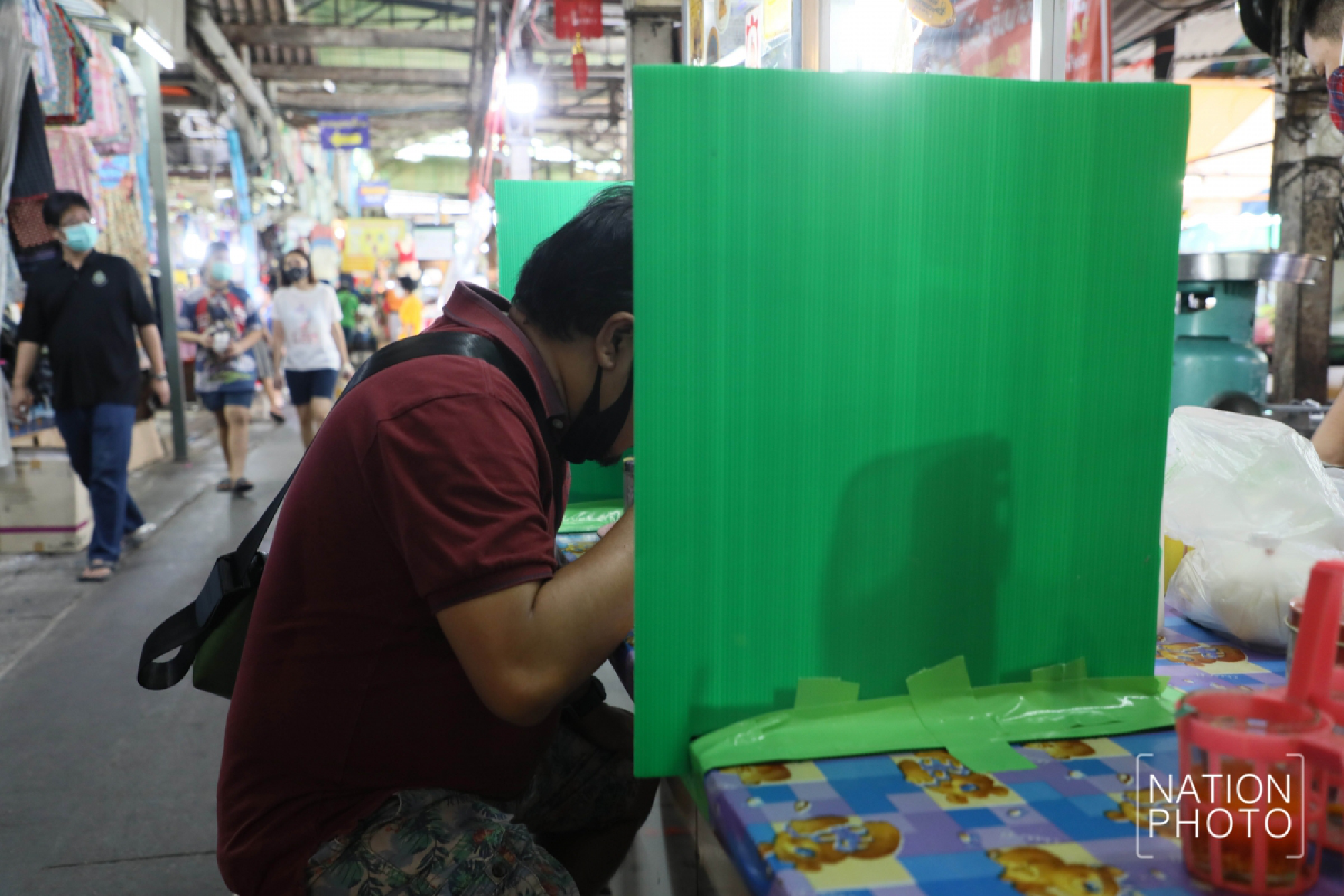 Cafe seats get plastic sheets