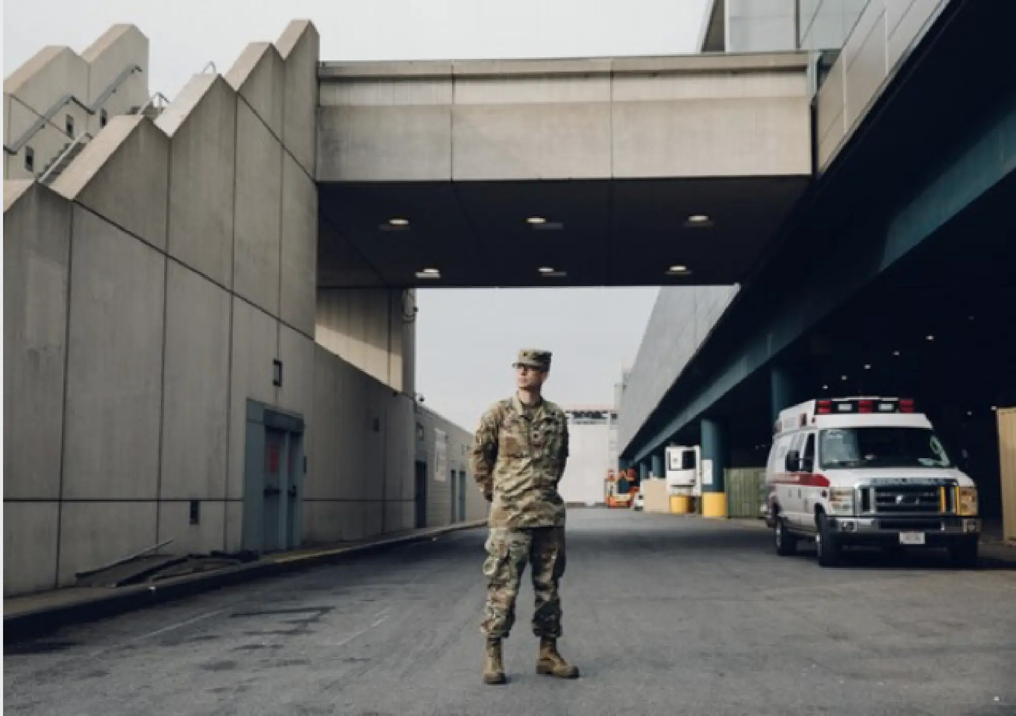 Lt. Col. Guy Travis Clifton, an Army doctor assigned to the field hospital at Javits, teamed with Joseph Lieber to transfer about 70 patients out of Elmhurst. MUST CREDIT: Photo by Celeste Sloman for The Washington Post