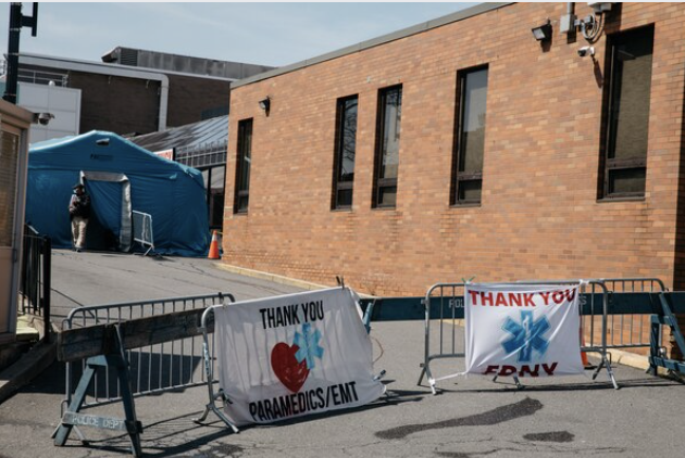 Elmhurst Hospital Center was among the New York's hardest hit medical facilities. MUST CREDIT: Photo by Celeste Sloman for The Washington Post