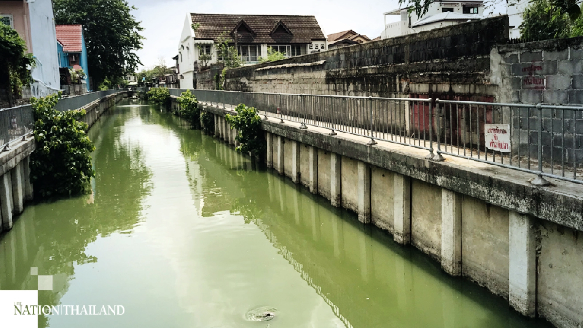 Waste has turned water in the canal at Dhammamongkol Temple’s community green in colour. If the water were clean, it could be perfect for conservation of aqua animals, as Buddhists usually do not catch fish near temples, fearing such an action would be sinful.