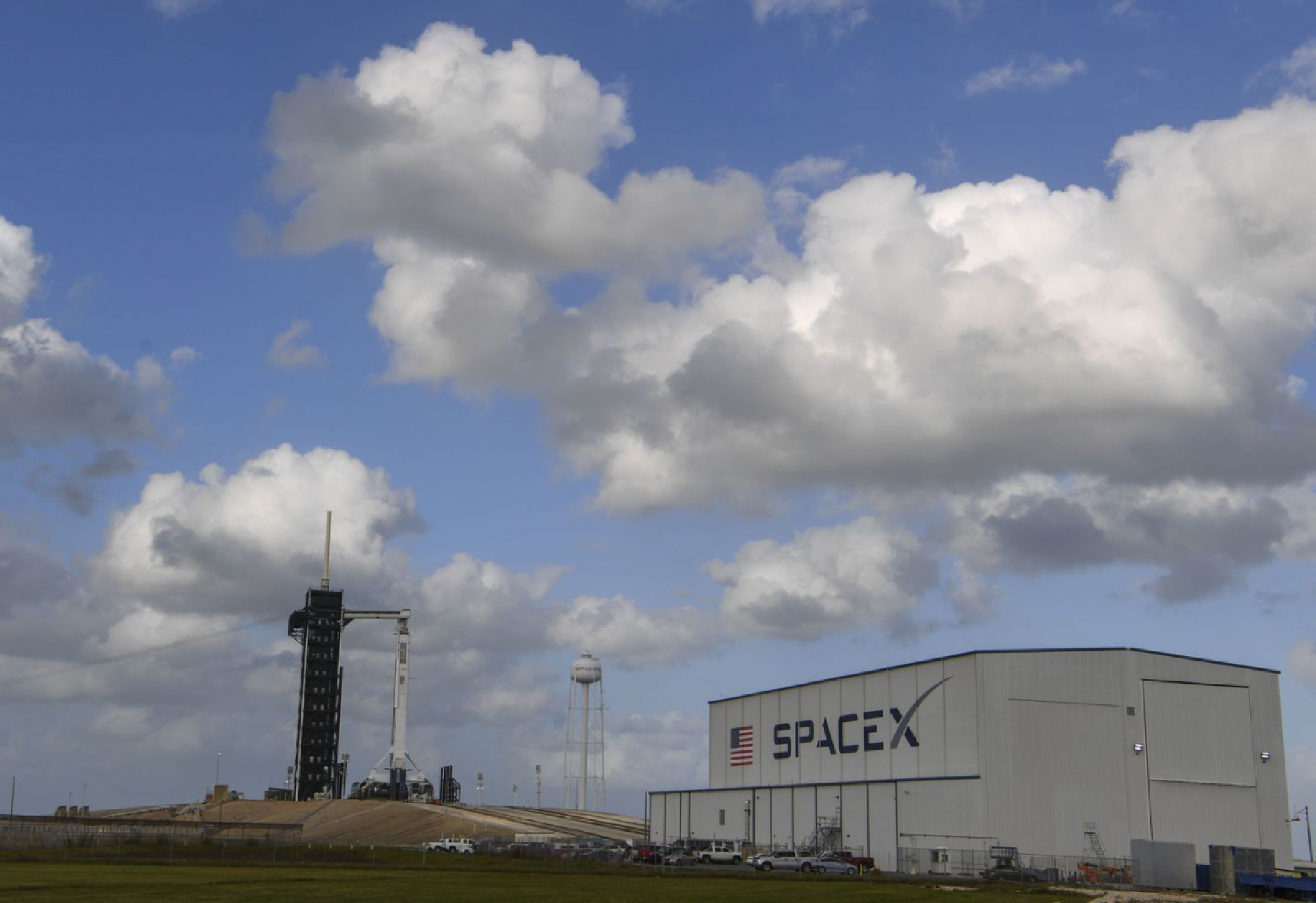 SpaceX's Falcon 9 rocket is seen in January at the Kennedy Space Center in Florida before a successful test of an emergency abort system. MUST CREDIT: Washington Post photo by Jonathan Newton