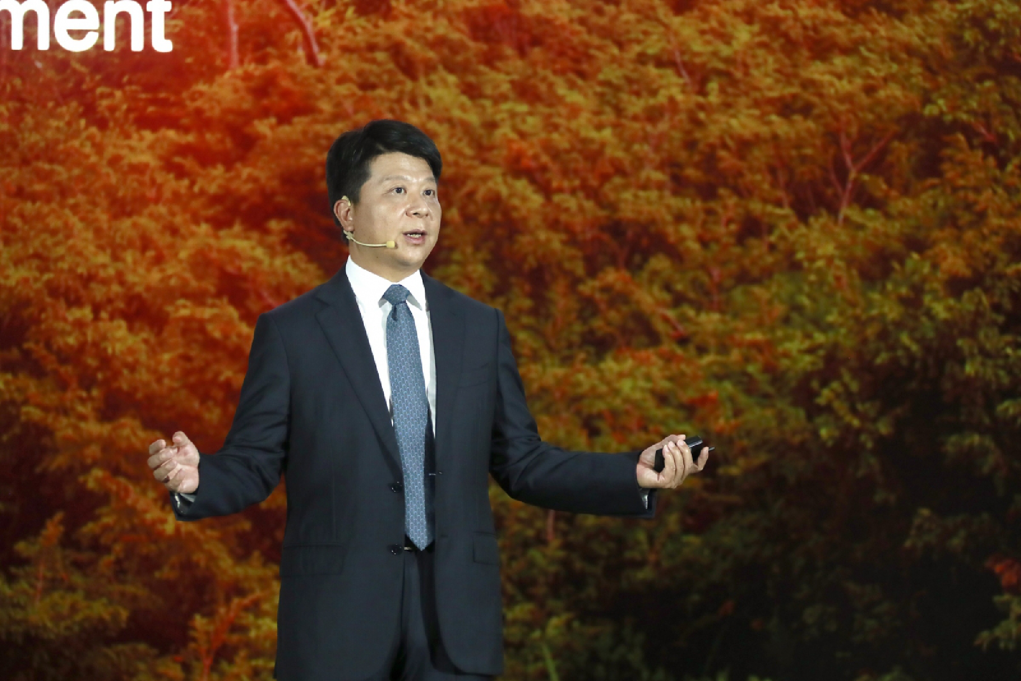 Guo Ping, Huawei's Rotating Chairman, delivers a keynote speech at the 17th annual Global Analyst Summit