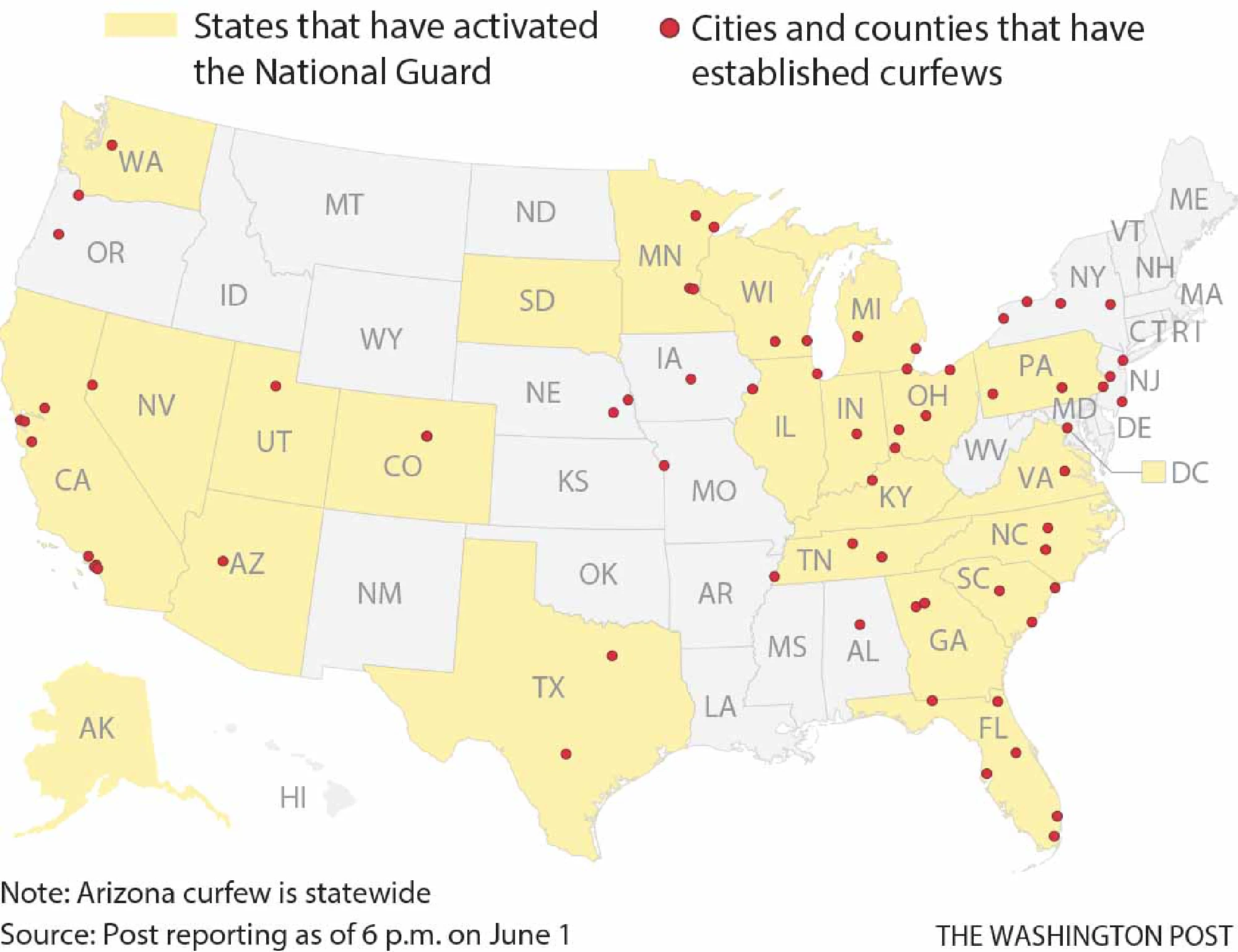 Curfews follow days of looting and demonstrations