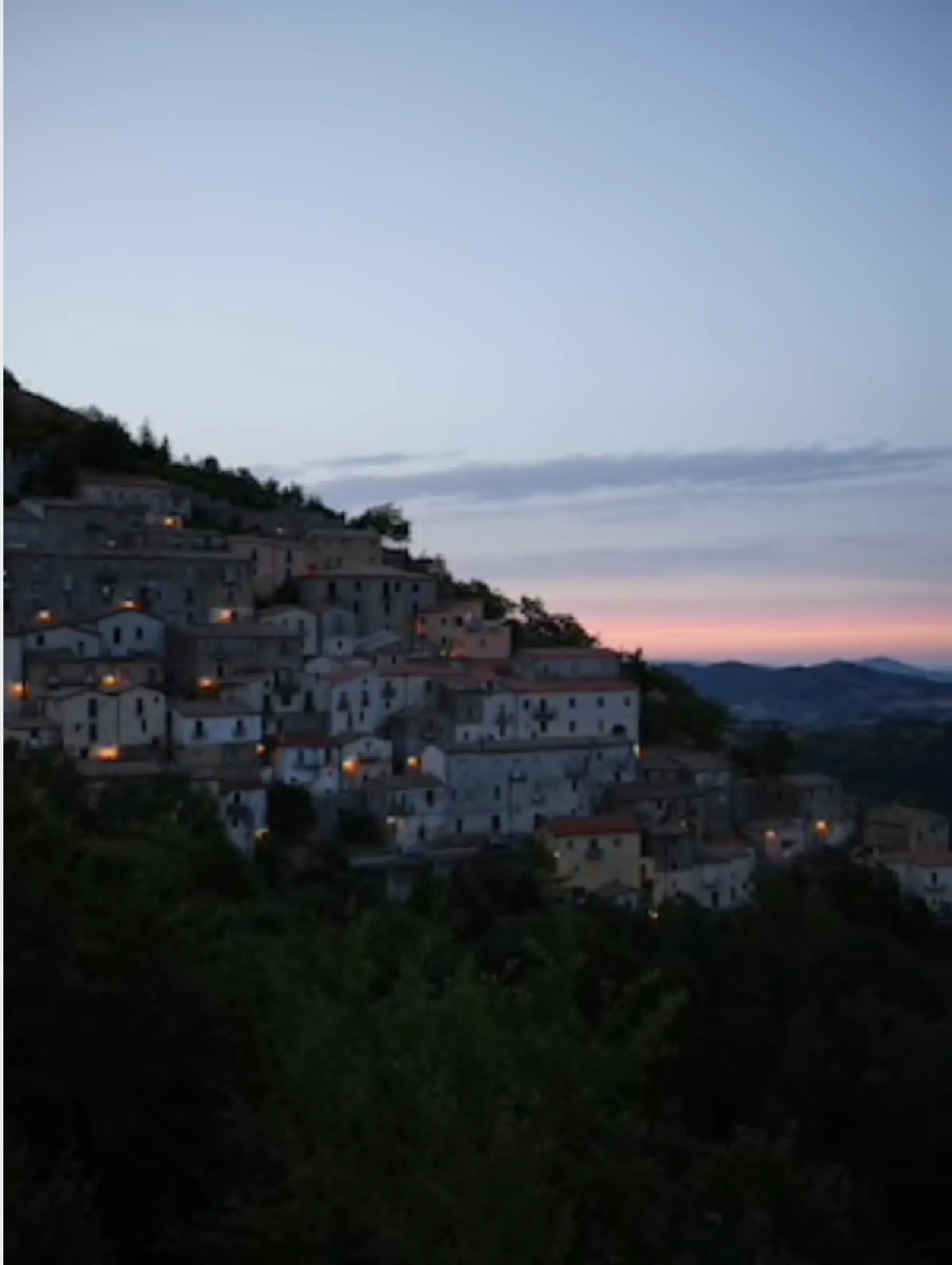 A sunset view of San Fele, Basilicata, Italy. MUST CREDIT: Photo by Federica Valabrega for The Washington Post.