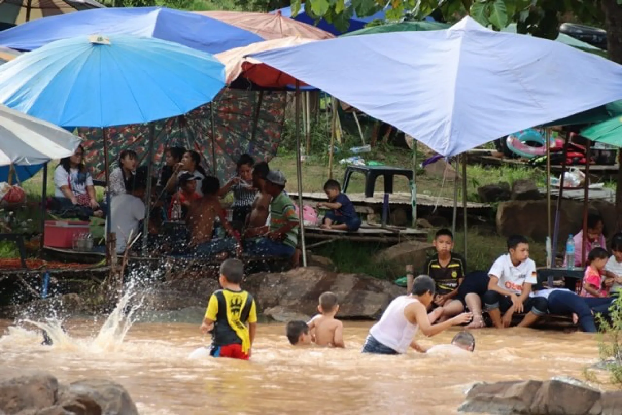 Kaeng Song Waterfall roars back to life as tourists descend on the area