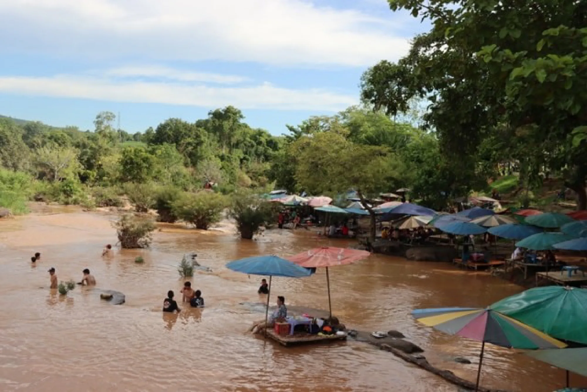 Kaeng Song Waterfall roars back to life as tourists descend on the area