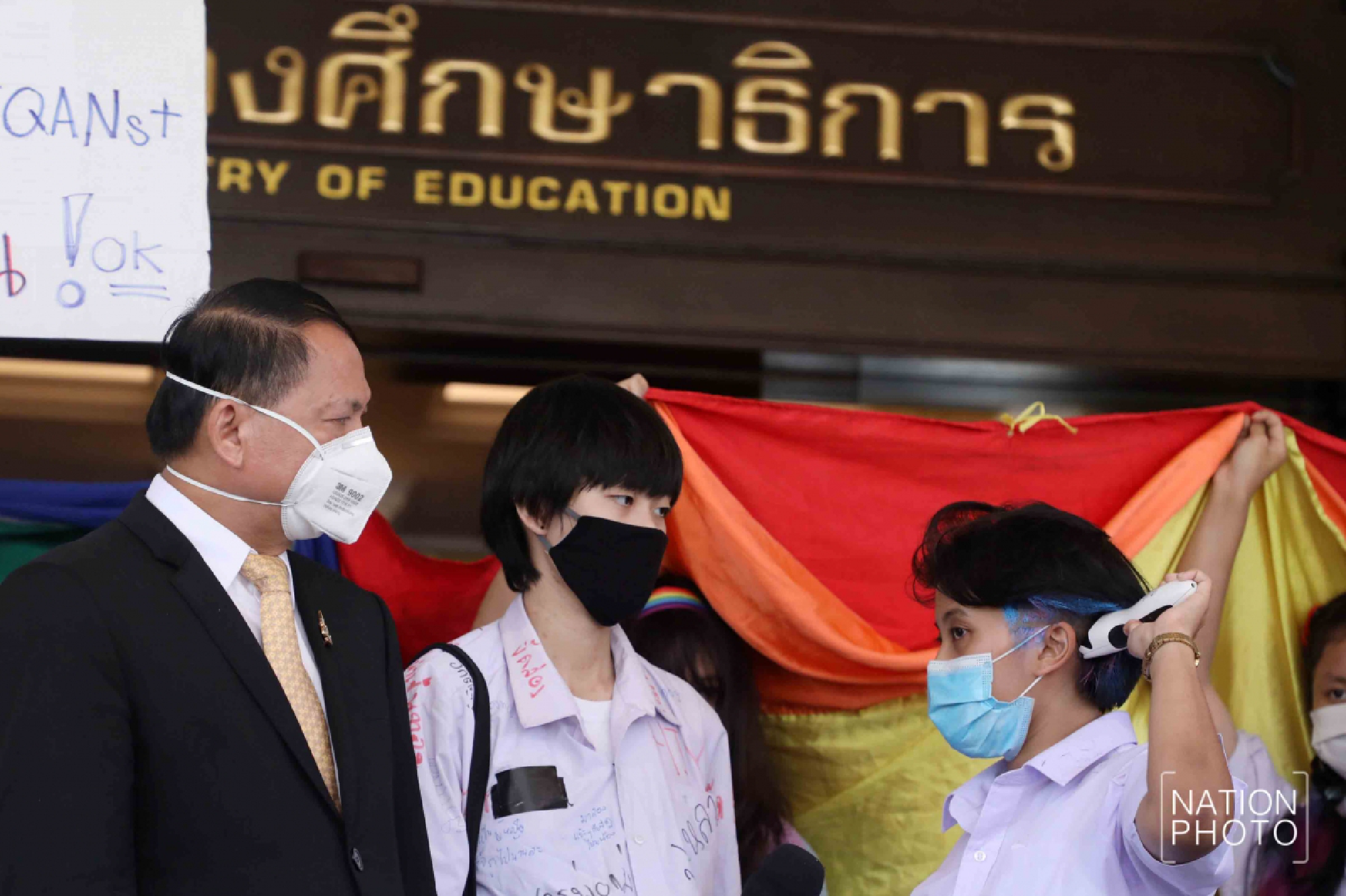 Flashes of rainbow colours as students call for equality