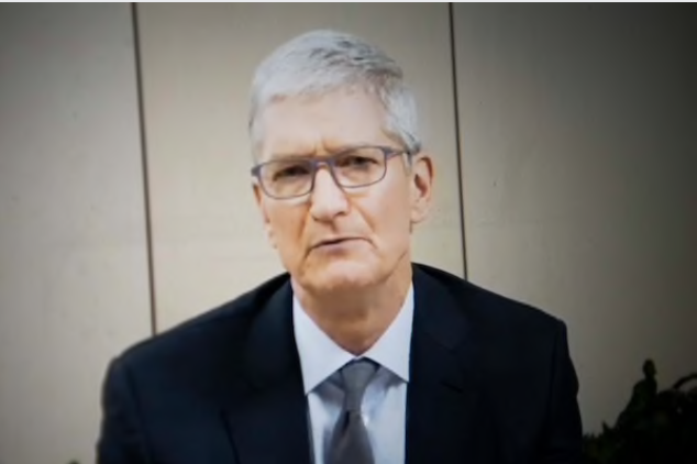 Tim Cook of Apple testifies remotely before the House Judiciary Committee on Wednesday, July 29, 2020. MUST CREDIT: Washington Post photo by Carolyn Van Houten