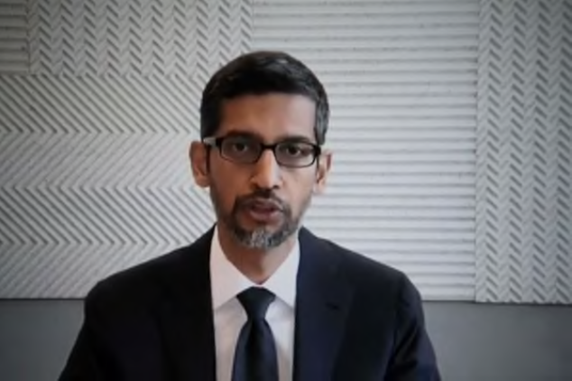Google CEO Sundar Pichai testifies remotely before the House Judiciary Committee on Wednesday, July 29, 2020. MUST CREDIT: Washington Post photo by Carolyn Van Houten