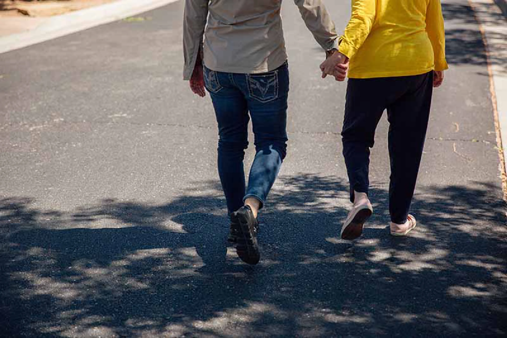Dena and Rhoda go for a walk around the neighborhood. MUST CREDIT: Photo by Mary Mathis for The Washington Post.