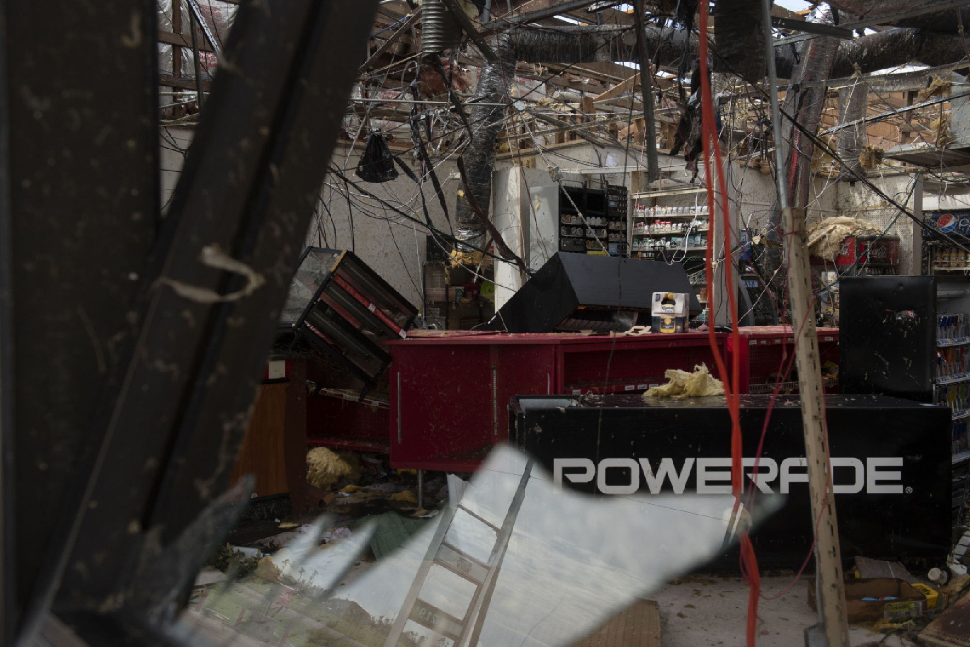 A gas station in Lake Charles, La., is destroyed after Hurricane Laura made landfall along the Texas-Louisiana border on Thursday, Aug. 27, 2020. MUST CREDIT: Photo for The Washington Post by Callaghan O'Hare