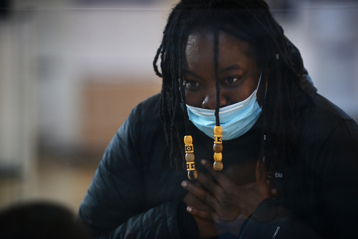 First-time voter Quanique Beasley, 33, is excited about voting for the first time on Nov. 3, 2020, in Washington, D.C. MUST CREDIT: Photo for The Washington Post by Astrid Riecken