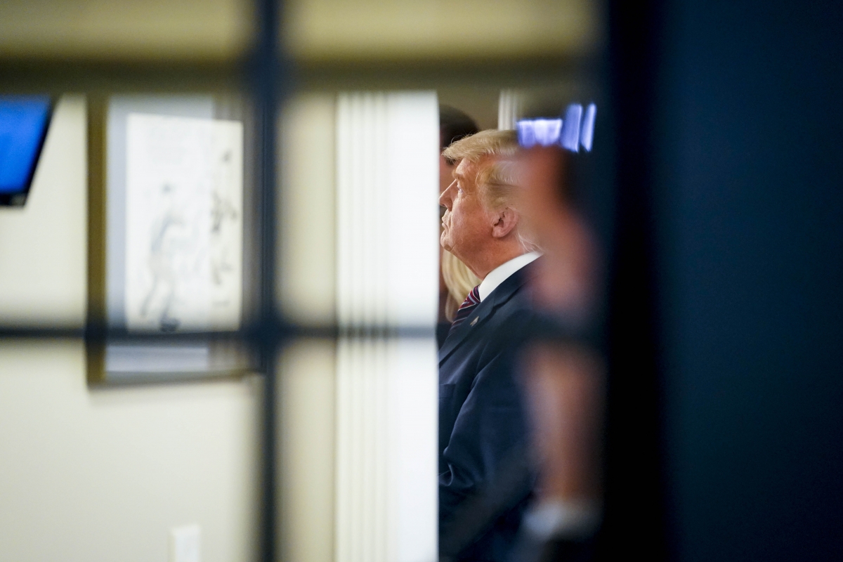 President Donald Trump is seen after speaking in the James S. Brady Press Briefing Room at the White House on Nov. 5. MUST CREDIT: Washington Post photo byJabin Botsford