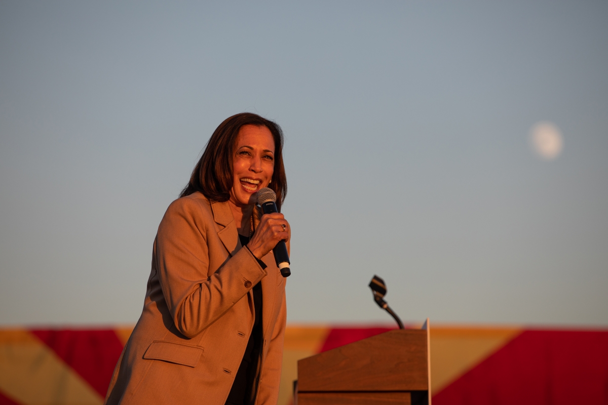 Sen. Kamala Harris speaks in Phoenix, Arizona, on Oct. 28, 2020. Photo for The Washington Post by Caitlin O'Hara