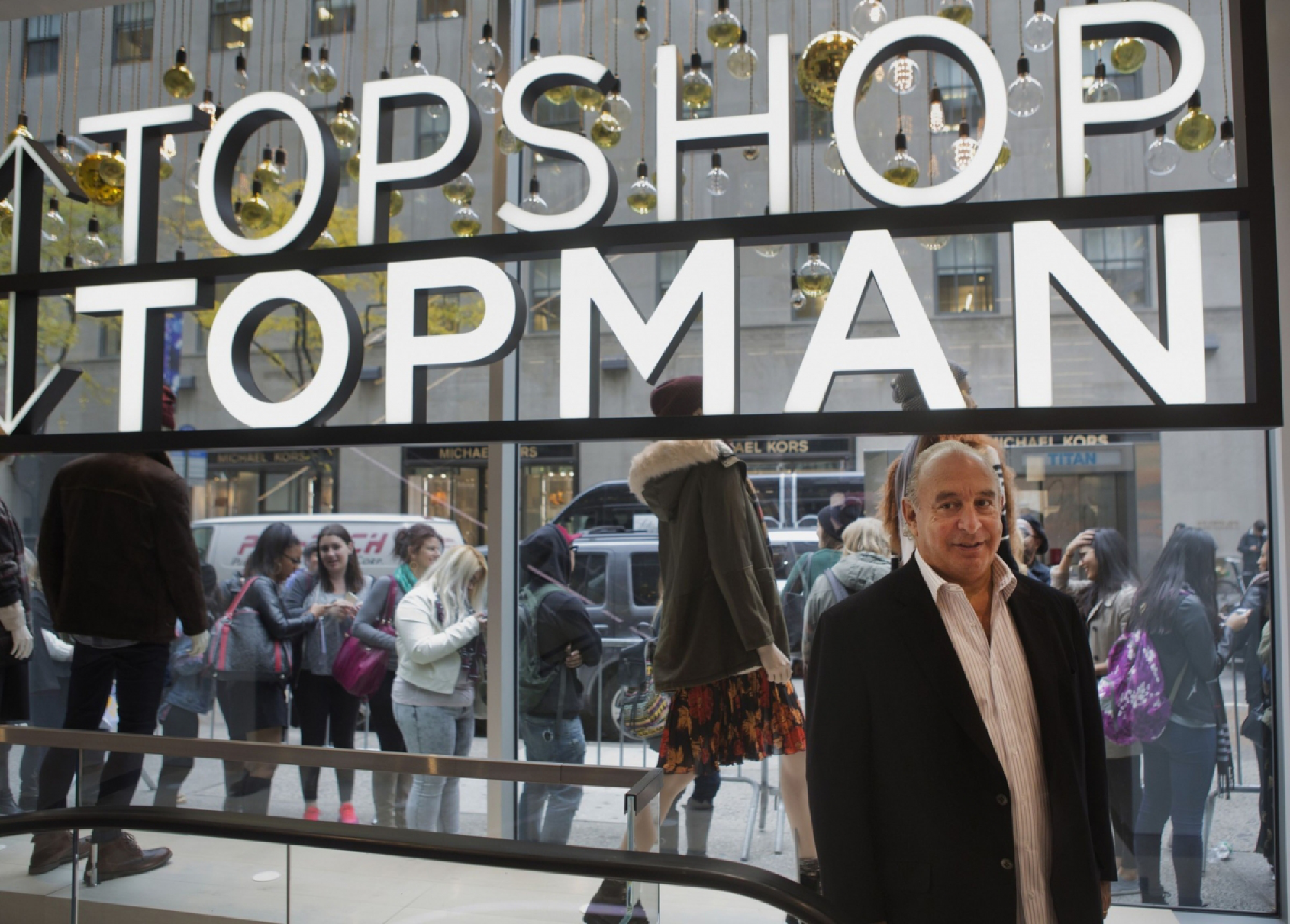 Philip Green at the opening of the Topman flagship store in New York. MUST CREDIT: Bloomberg photo by Victor J. Blue