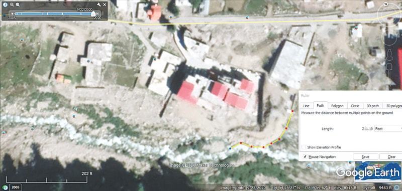 Land along the Kunhar tributary from Lake Saiful Muluk has been encroached by a hotel being constructed by the son of a retired general | Dawn GIS