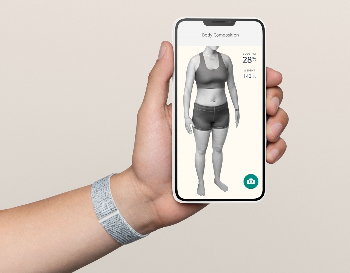 The optional body feature in the Halo app asks you to take four photos of your body in underwear or skintight clothes, and the generates an estimate of your body fat composition and a 3-D model of your body. MUST CREDIT: Amazon.