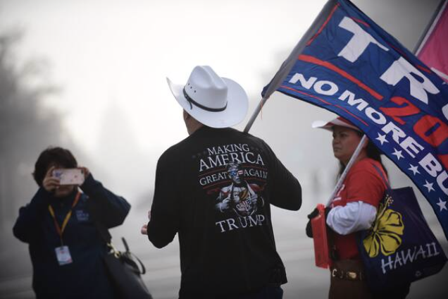 Supporters of President Trump gather along Pennsylvania Avenue on Saturday to march to the Capitol and Supreme Court. MUST CREDIT: photo for The Washington Post by Astrid Riecken.