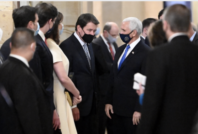 Vice President Mike Pence attends a ceremony at the Capitol on Sunday, Dec. 3, 2021. MUST CREDIT: Washington Post photo by Katherine Frey