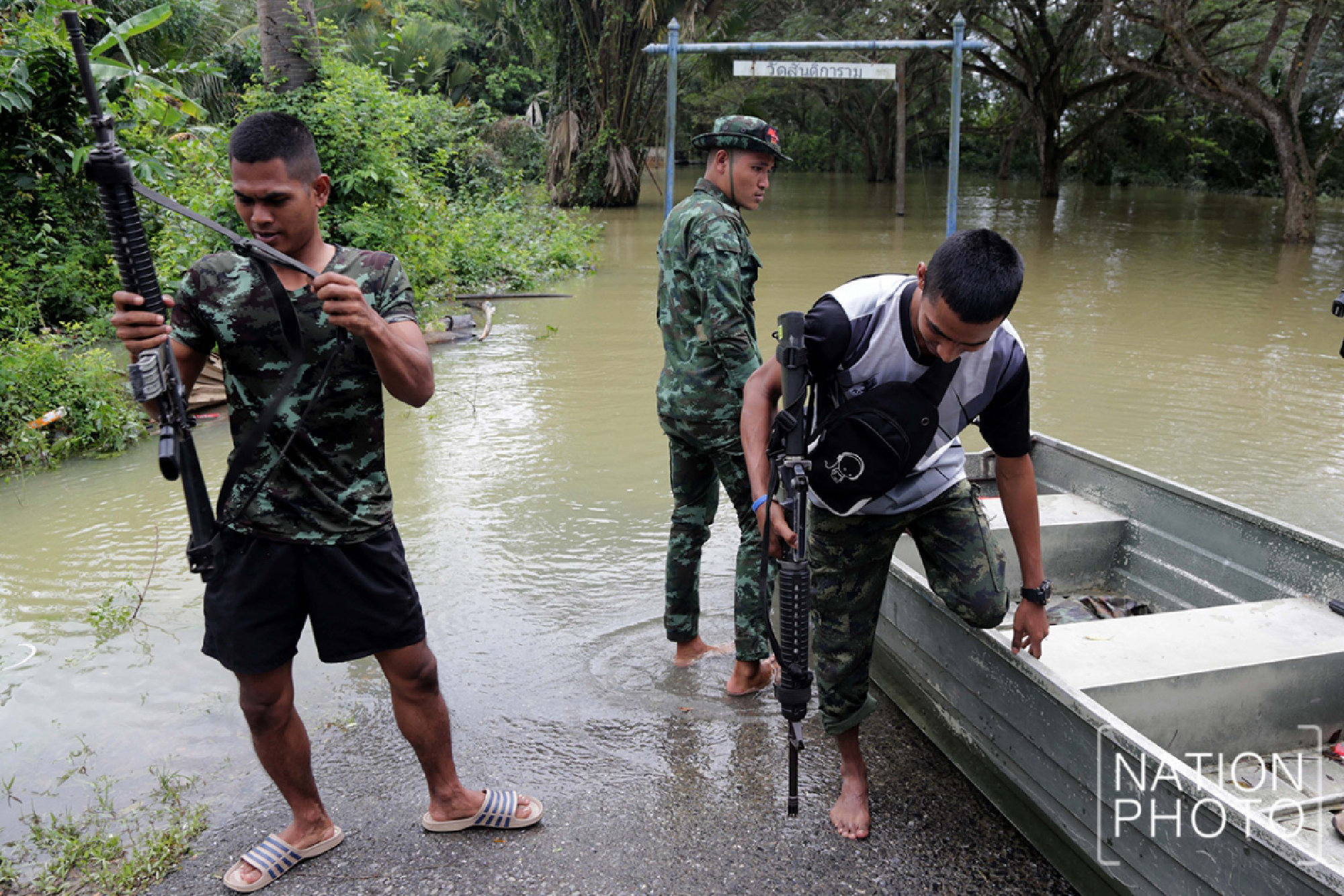 Military forced to move Pattani command centre as floods swamp temple