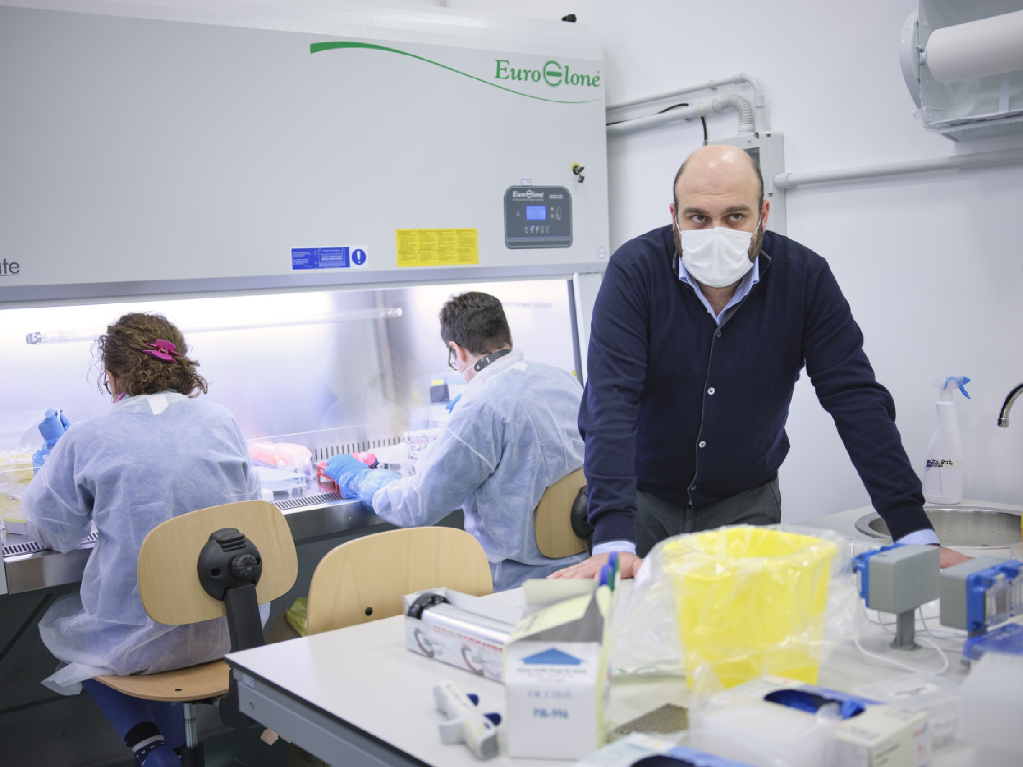 Virologist Alessio Lorusso oversees genetic analysis of coronavirus samples in Teramo, Italy. MUST CREDIT: photo for The Washington Post by Federica Valabrega.
