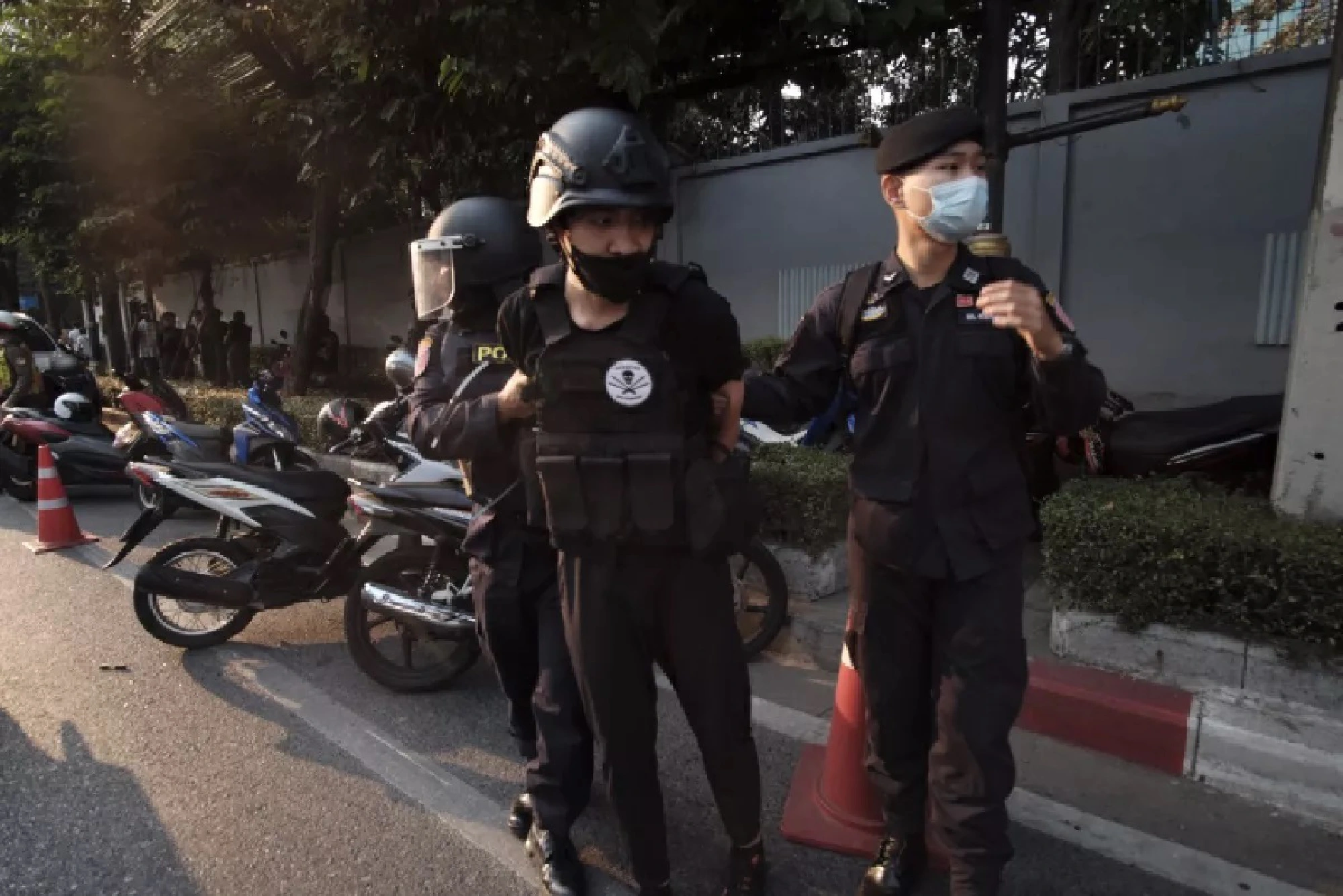 Three protesters arrested, 14 police injured in clashes outside Myanmar embassy