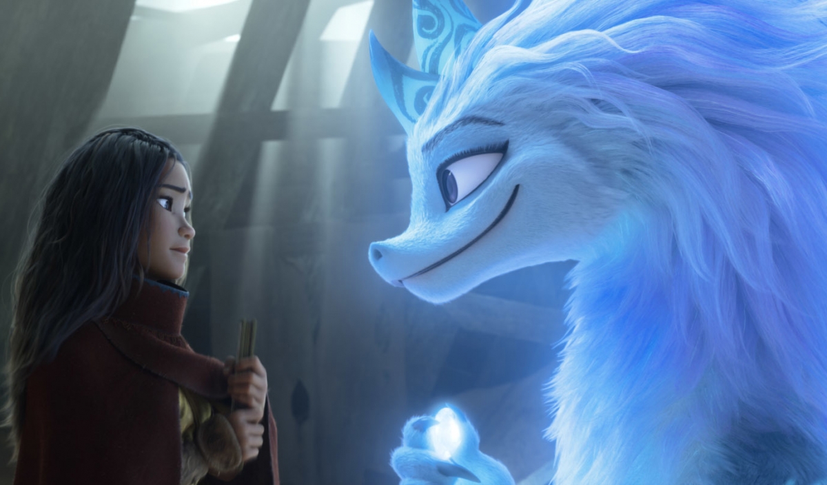 Kelly Marie Tran as Raya, left, and Awkwafina as the dragon Sisu in "Raya and the Last Dragon." MUST CREDIT: Disney