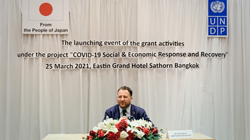 Renaud Meyer, Resident Representative of UNDP in Thailand delivered remarks at the launch event.