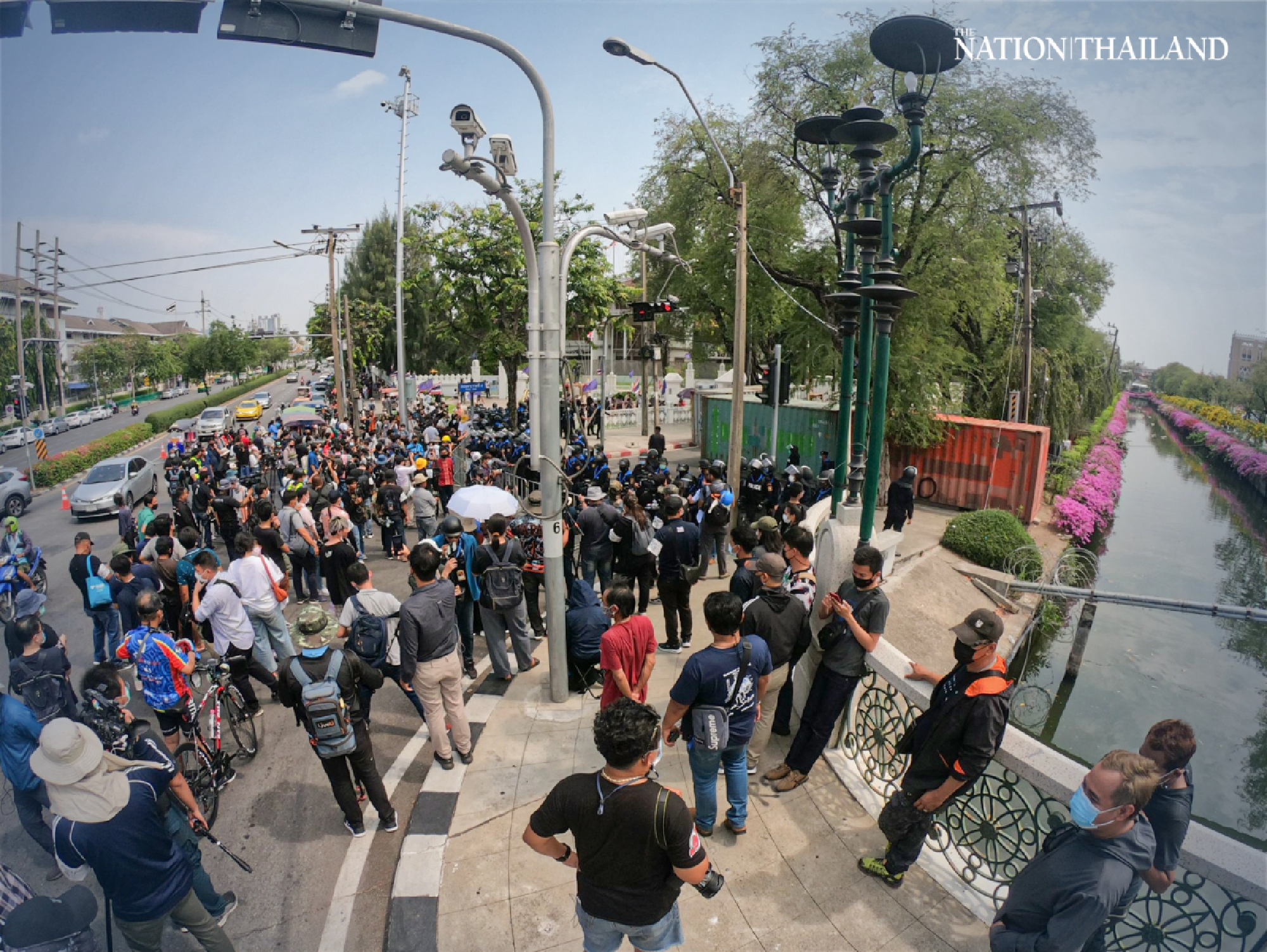 Police anchor container barricade at Govt House for Tuesday’s protest