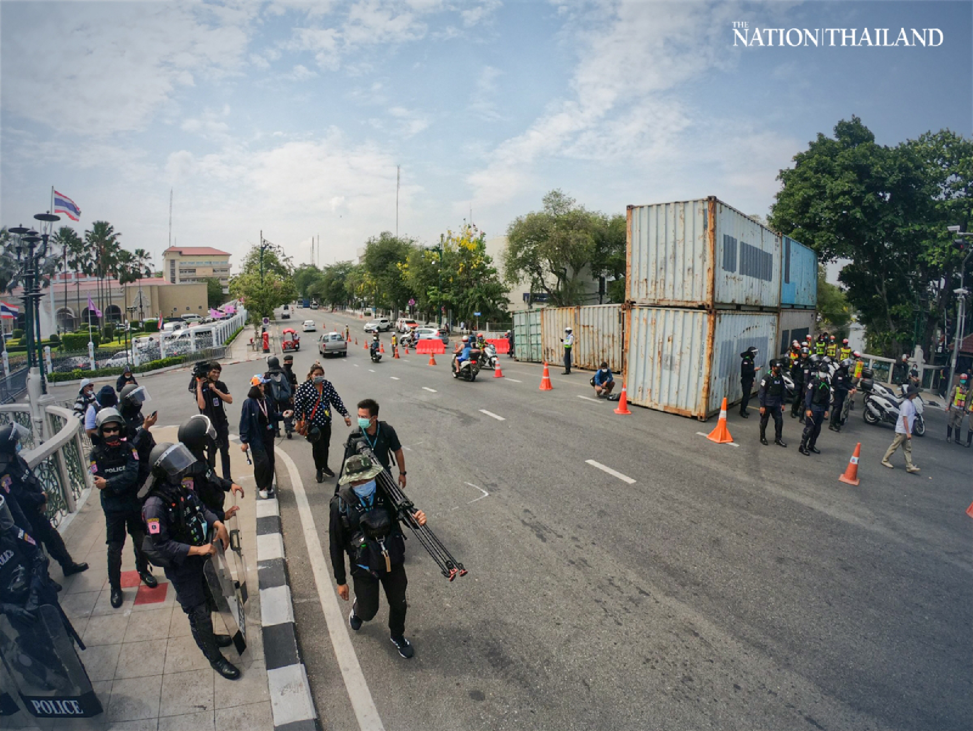 Police anchor container barricade at Govt House for Tuesday’s protest