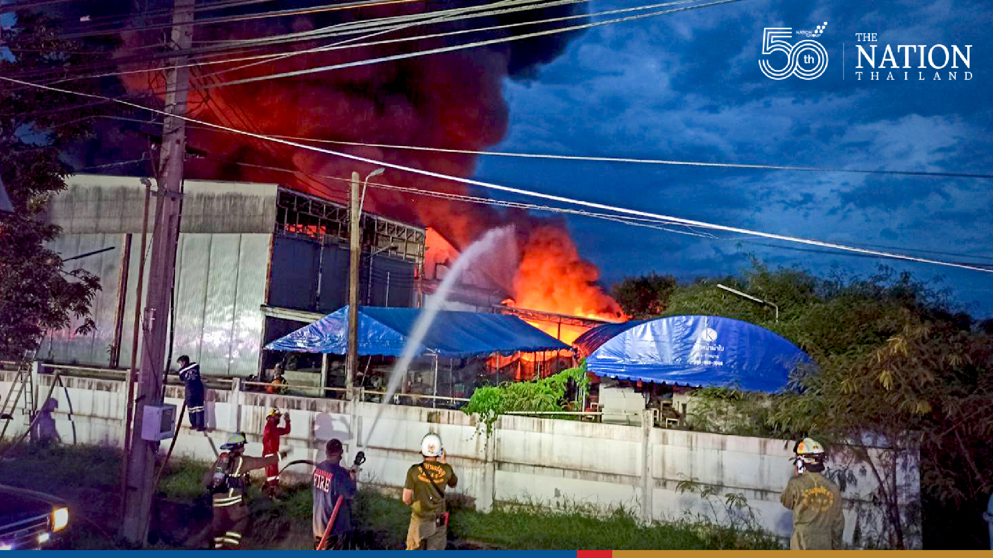 Firefighters busy again as blaze tears through Bangkok hotel supply factory