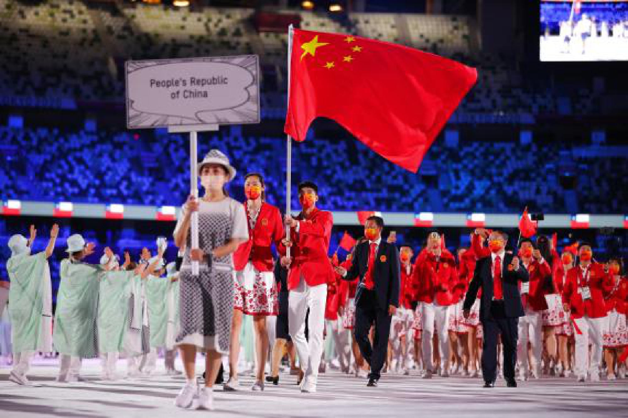 Olympic delegation of China parade into the Olympic Stadium during the opening ceremony of Tokyo 2020 Olympic Games in Tokyo, Japan, July 23, 2021.