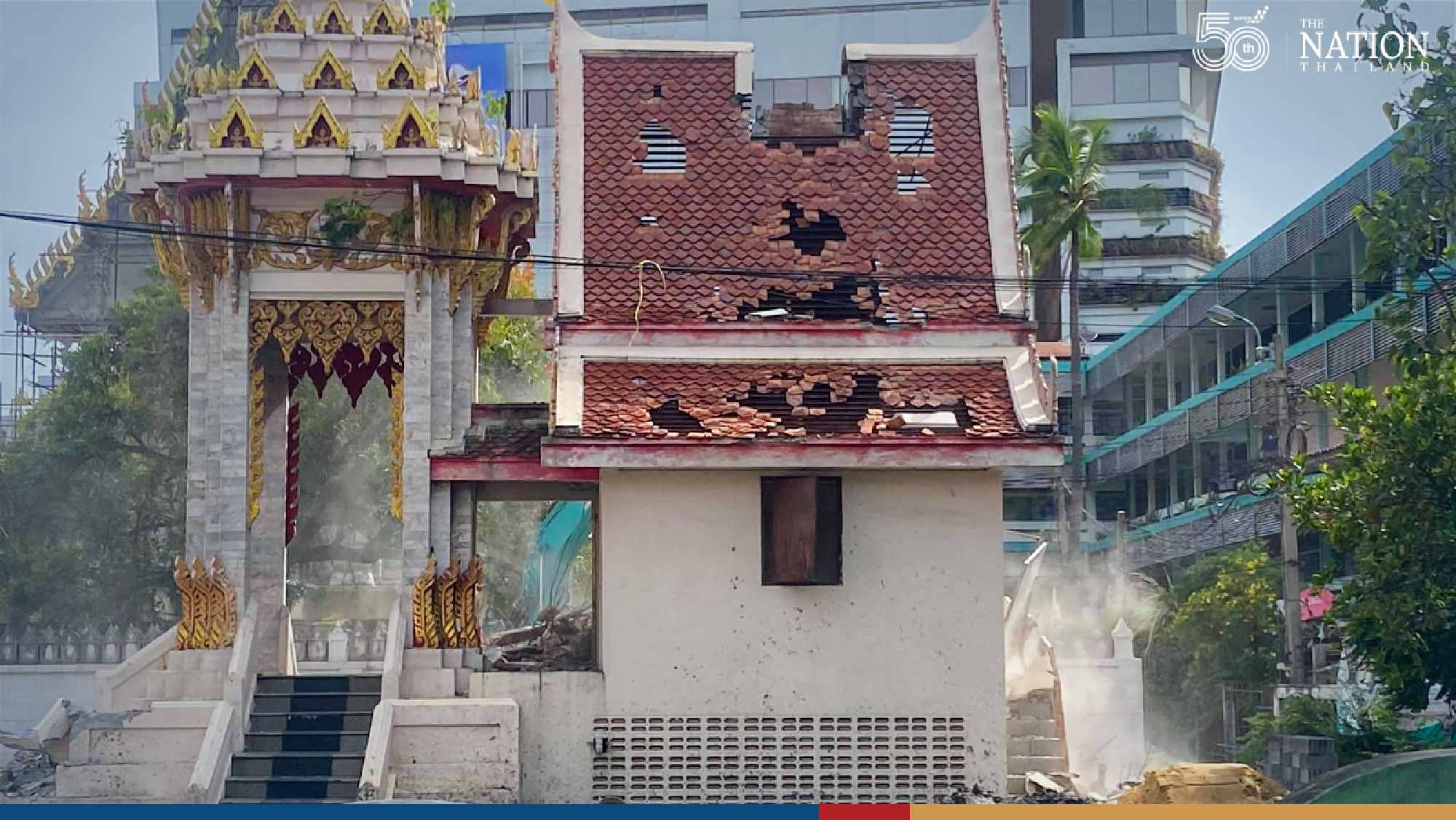 Bangkok temple’s crematorium collapses from weight of Covid deaths