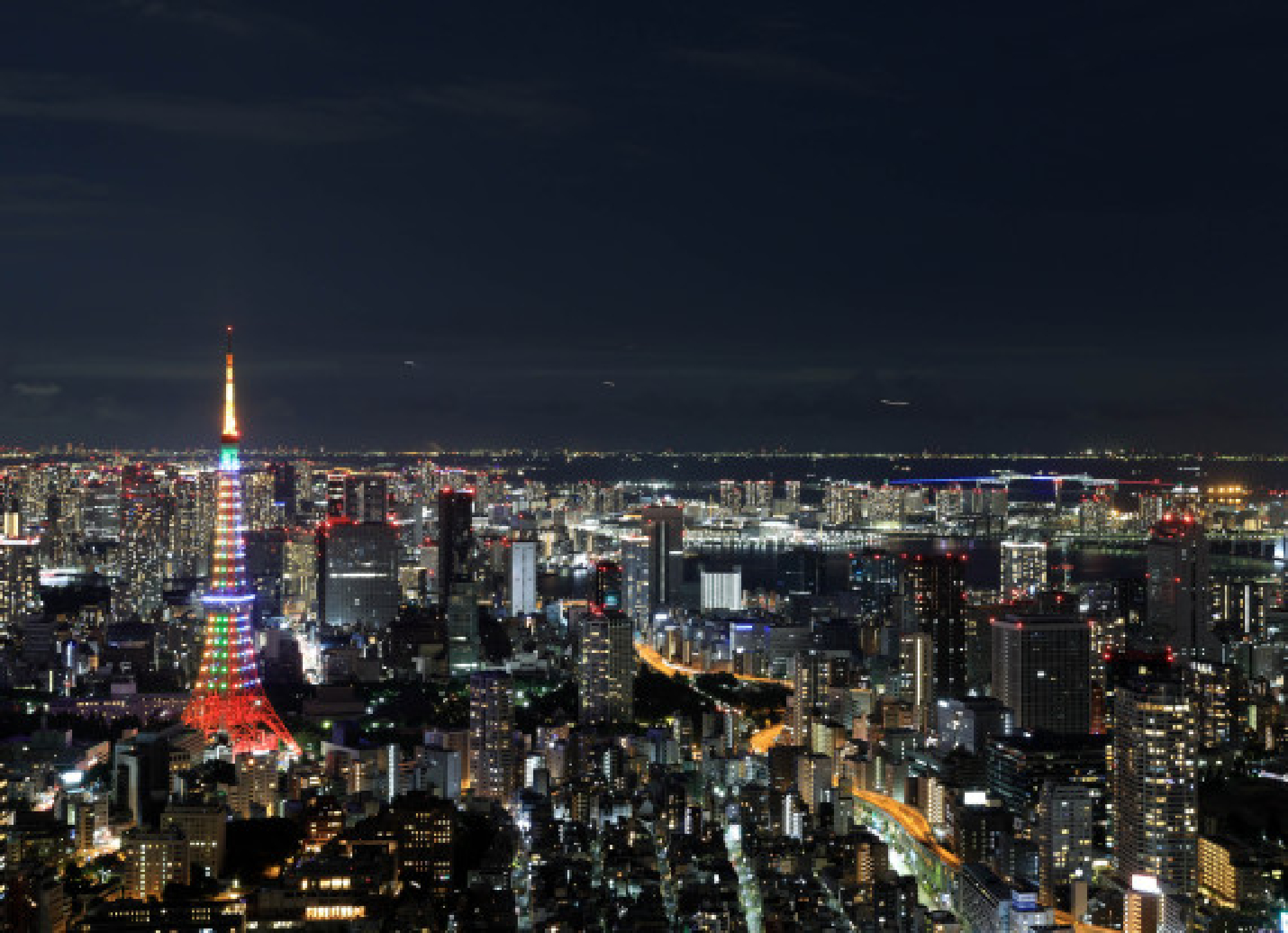 Photo taken on July 23, 2021 shows the night view of Tokyo, Japan. The opening ceremony of the Tokyo 2020 Olympic Games is held Friday.