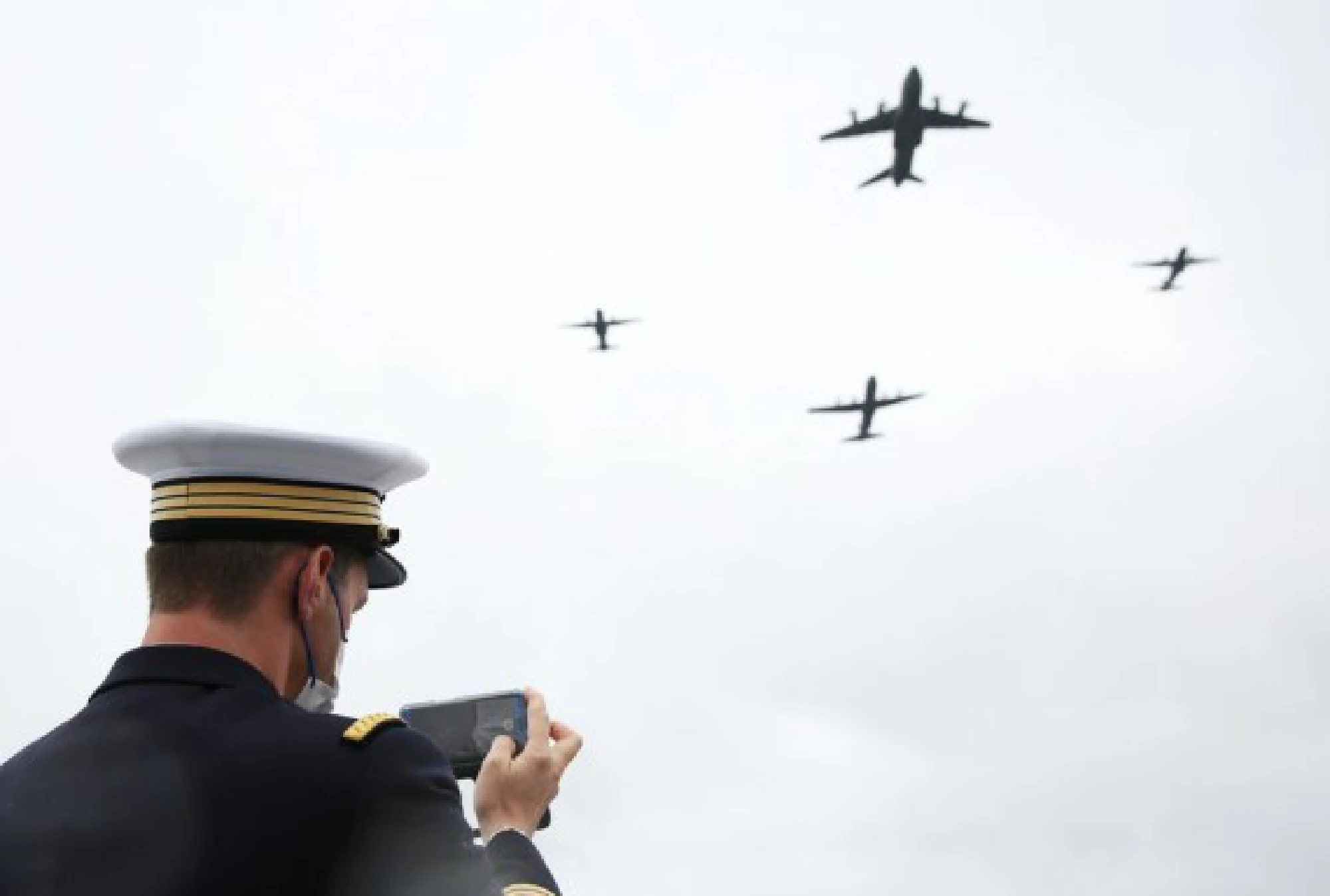 French air force aircrafts are seen during the annual Bastille Day military parade in Paris, France, July 14, 2021.