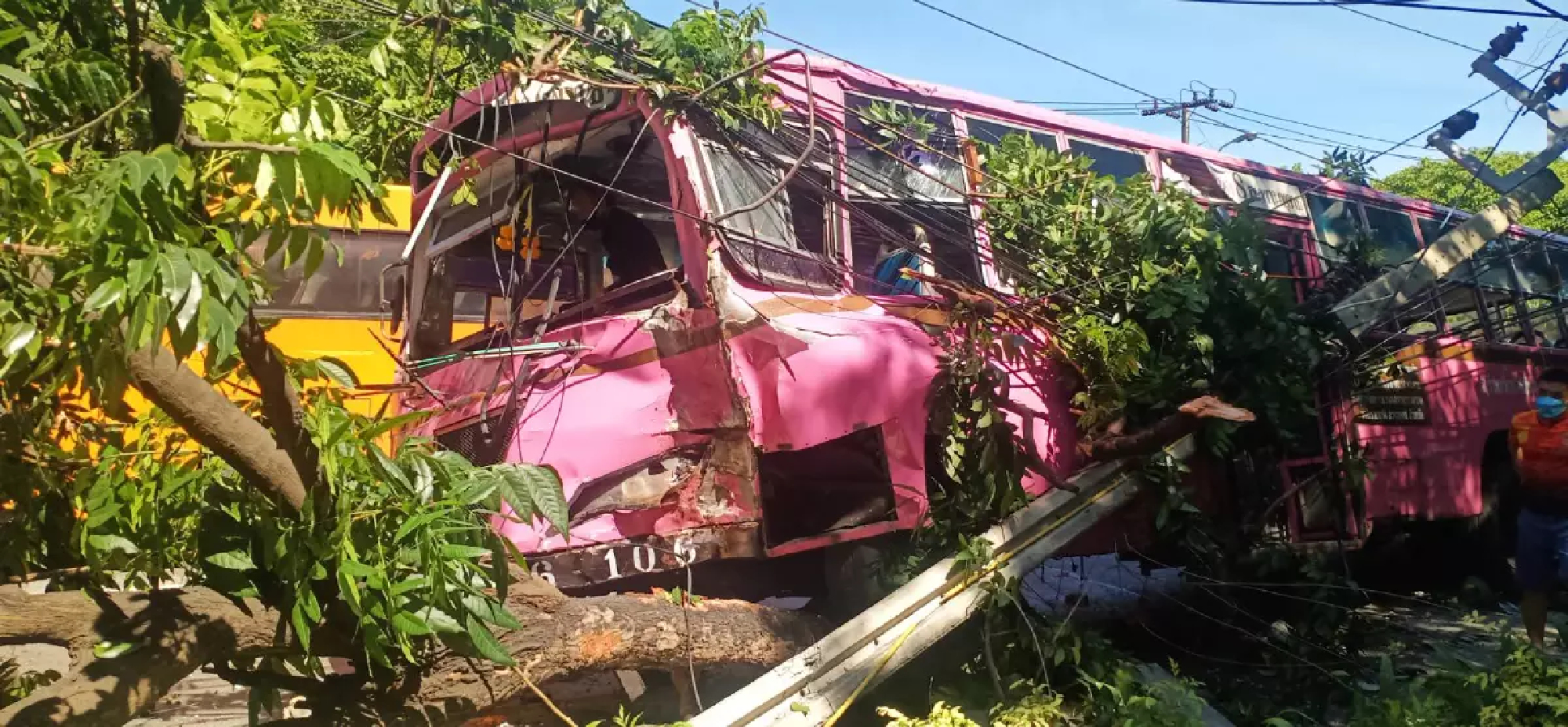Bangkok area suffers power outage as bus rams into electric posts
