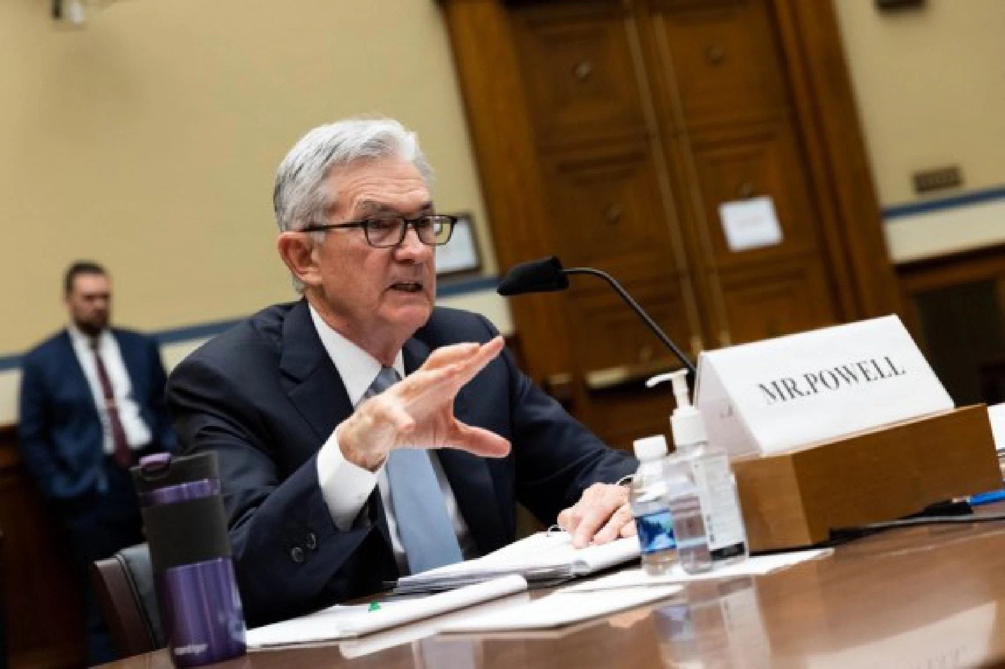 U.S. Federal Reserve Chairman Jerome Powell testifies at a hearing before the House Select Subcommittee on the Coronavirus Crisis on the Federal Reserve's Response to the Coronavirus Pandemic in Washington, D.C., the United States, on June 22, 2021