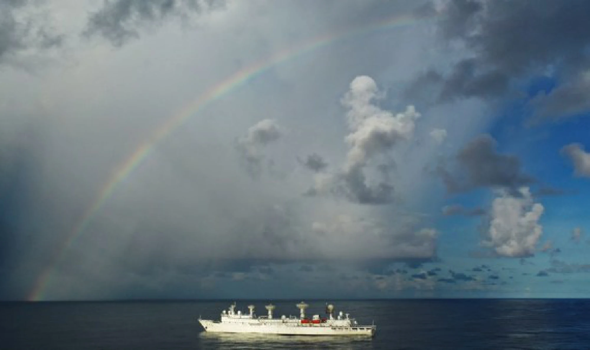 Aerial photo shows China's spacecraft tracking ship Yuanwang-3 sailing on the southern Pacific Ocean, June 21, 2019.