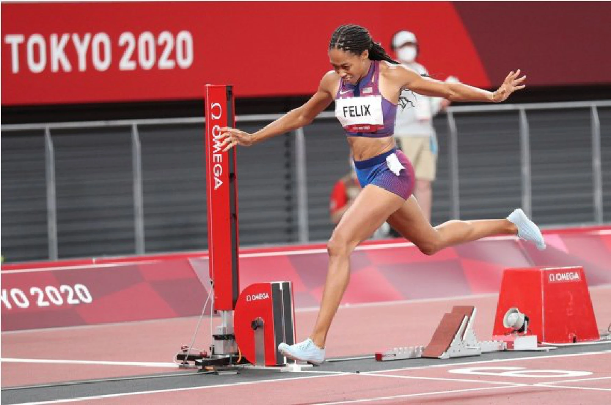 Allyson Felix of the United States competes during the women's 400m final at Tokyo 2020 Olympic Games, Aug. 6, 2021. 