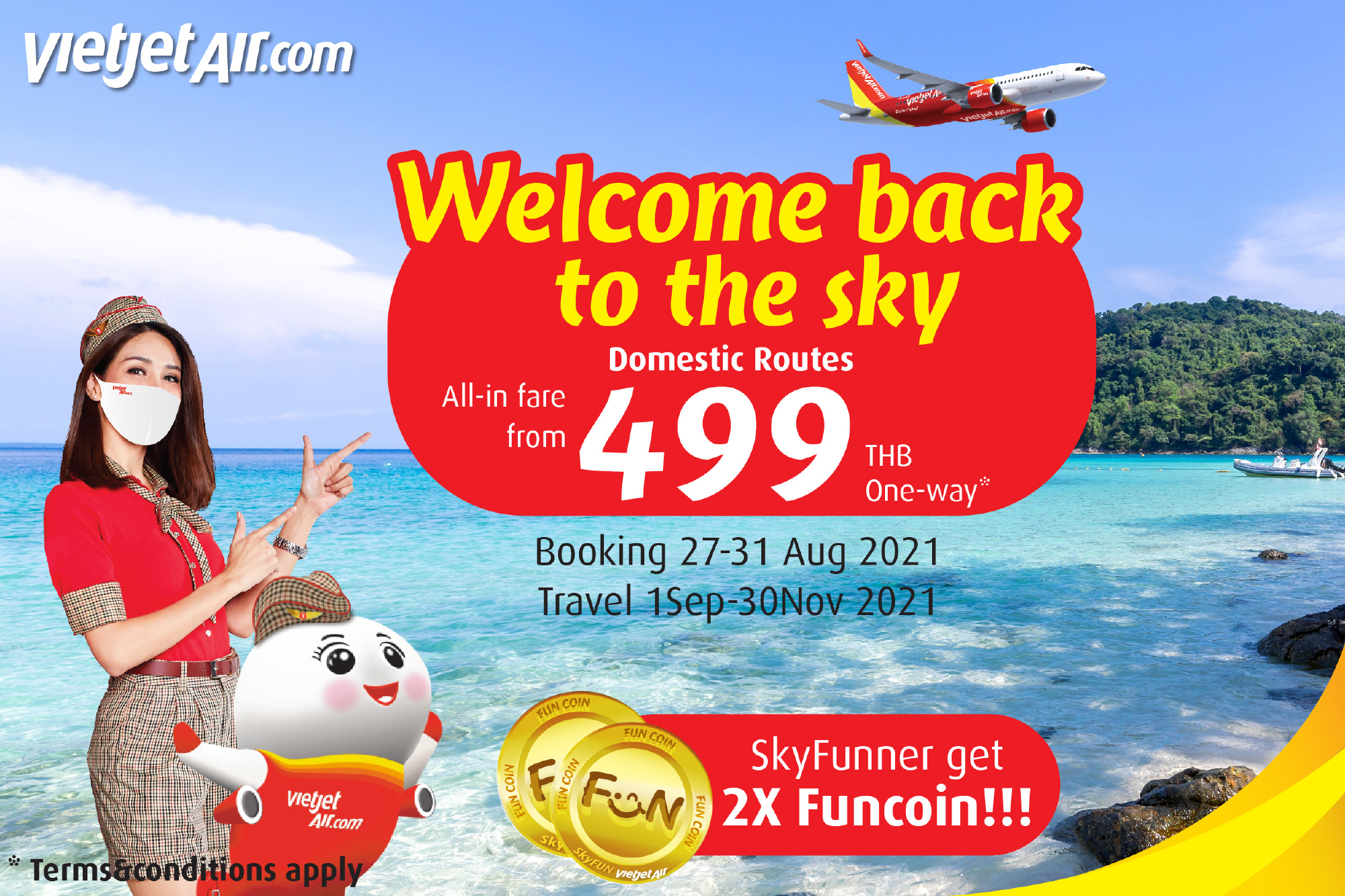 Thai Vietjet resumes domestic flights from 1st September 2021