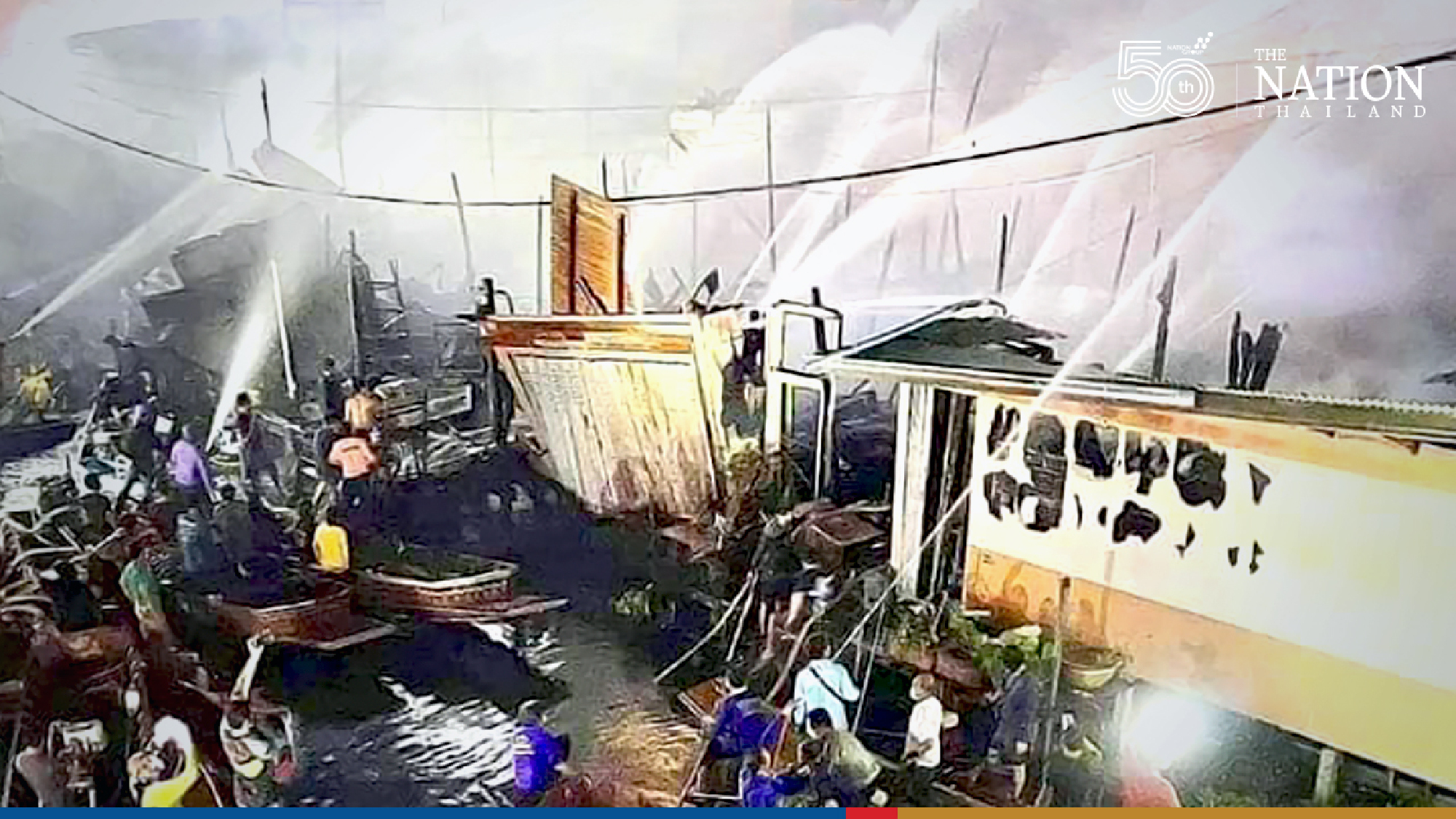 Fire damages 100-year-old tourist-attraction market in Samut Sakhon