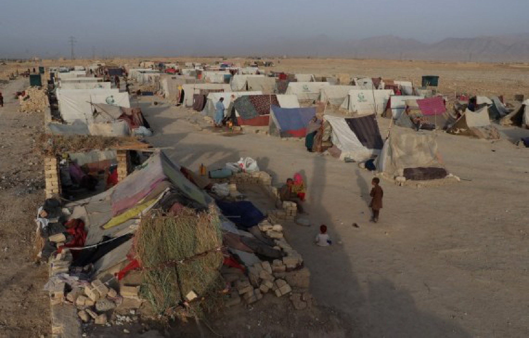 Photo taken on July 31, 2021 shows a makeshift camp site in Mazar-i-Sharif, capital of Balkh province, Afghanistan. 