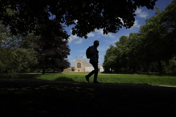 Photo taken on May 22, 2020 shows a view of King's College, University of Cambridge, in Cambridge, Britain.