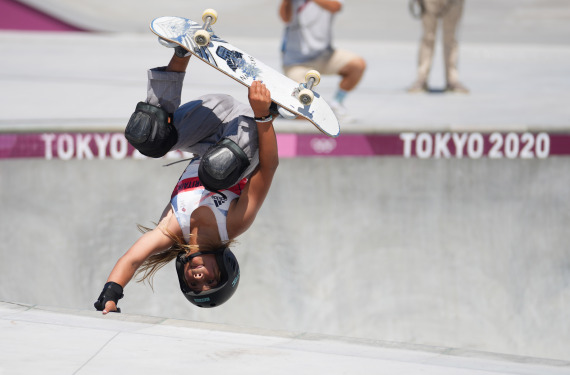 Sky Brown of Great Britain competes during women's park final of skateboarding at the Tokyo 2020 Olympic Games in Tokyo, Japan, Aug. 4, 2021.