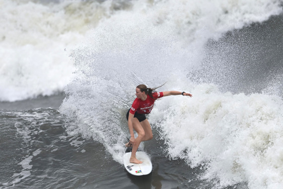 Italo Ferreira of Brazil competes during the men's surfing match at Tsurigasaki Surfing Beach in Chiba Prefecture, Japan, July 27, 2021. 